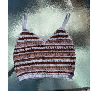 Hollister Crochet Striped Cami Crop Top XS Y2K